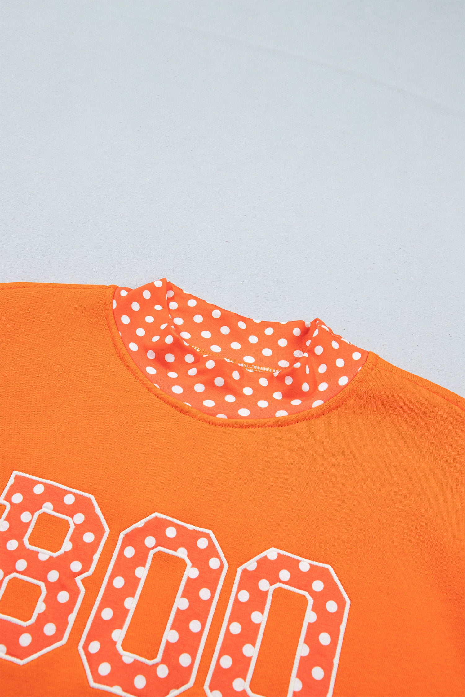 Sail Blue Polka Dot Letter Print Contrast Trim Mock Neck Sweatshirt - Aaria Tees Aaria Tees