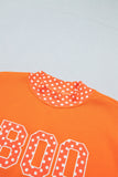Sail Blue Polka Dot Letter Print Contrast Trim Mock Neck Sweatshirt - Aaria Tees Aaria Tees