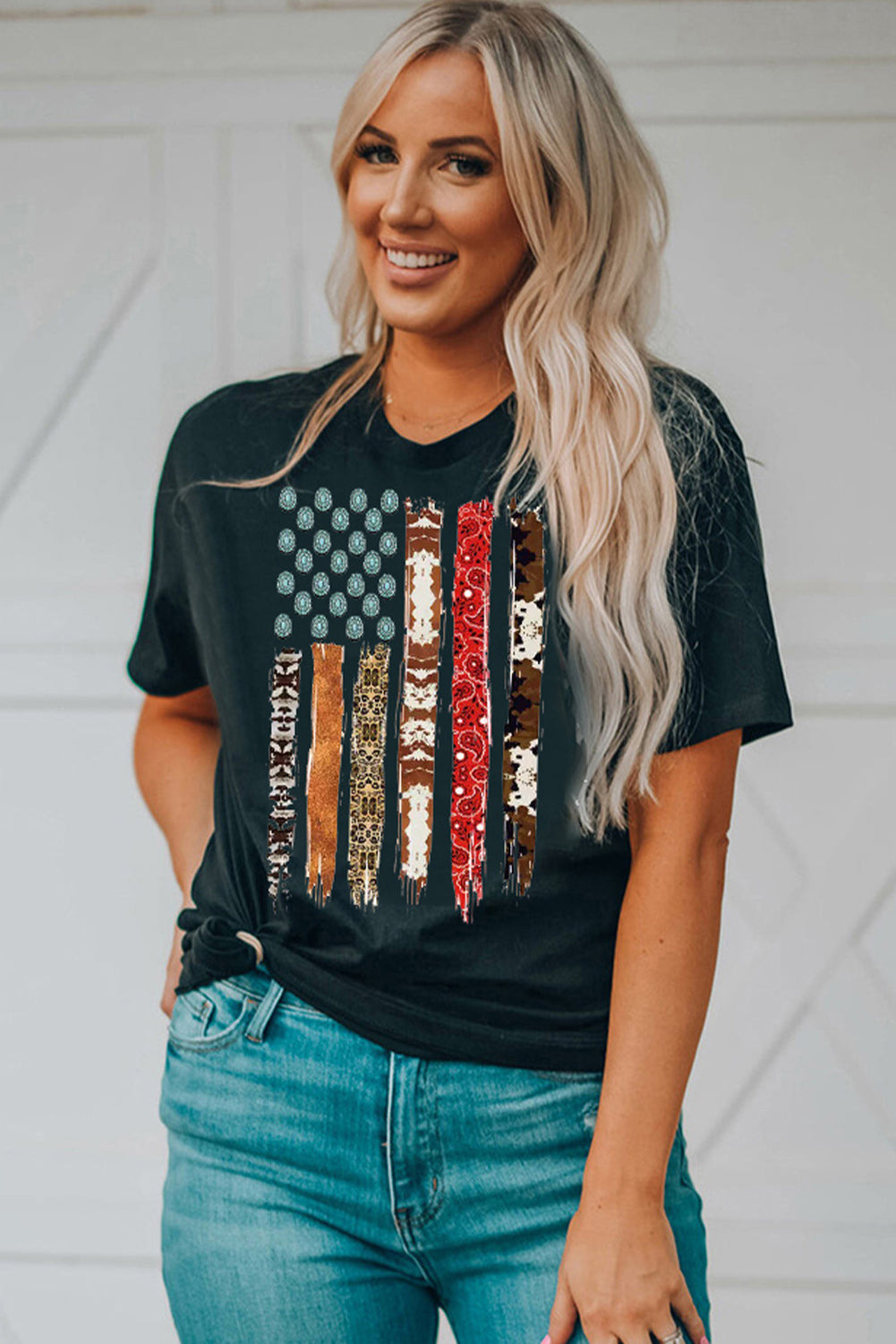 Black Western American Flag Graphic Tee - Aaria Tees Aaria Tees