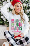 Beige MERRY Christmas Printed Drop Shoulder Pullover Sweatshirt - Aaria Tees Aaria Tees