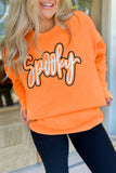 Grapefruit Orange Spooky Graphic Halloween Crew Neck Holiday Sweatshirt Aaria Tees