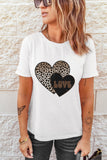 White Leopard LOVE Double Heart Printed Valentines Graphic Tee - Aaria Tees Aaria Tees