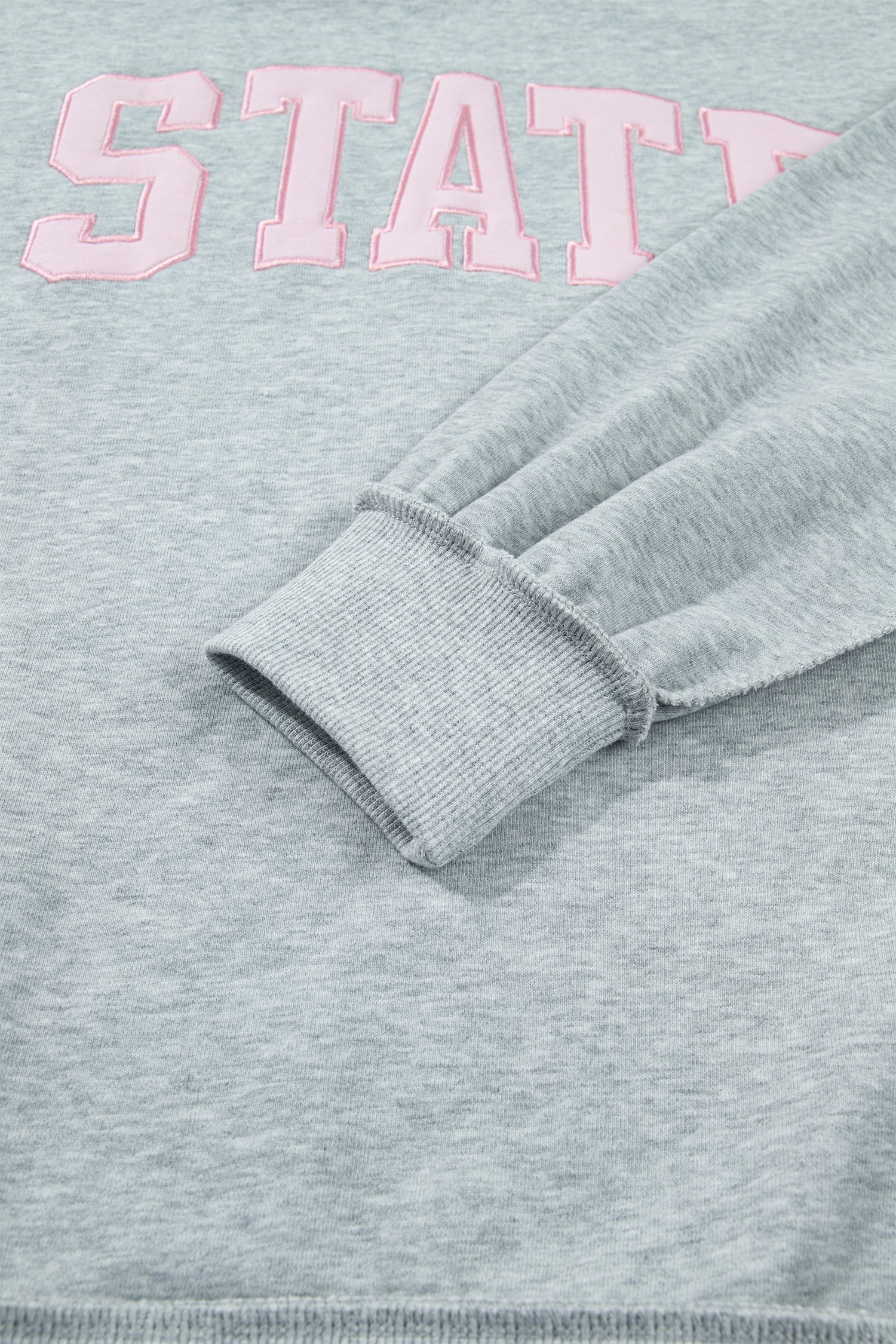 Light Grey Exposed Seam Mock Neck STATE Letter Graphic Loose Sweatshirt - Aaria Tees Aaria Tees