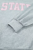 Light Grey Exposed Seam Mock Neck STATE Letter Graphic Loose Sweatshirt - Aaria Tees Aaria Tees
