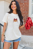 White Embroidered Bow Rugby Graphic Casual T-Shirt - Aaria Tees Aaria Tees