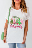 White Merry Christmas Holiday Vibe Graphic Crewneck T Shirt - Aaria Tees Aaria Tees