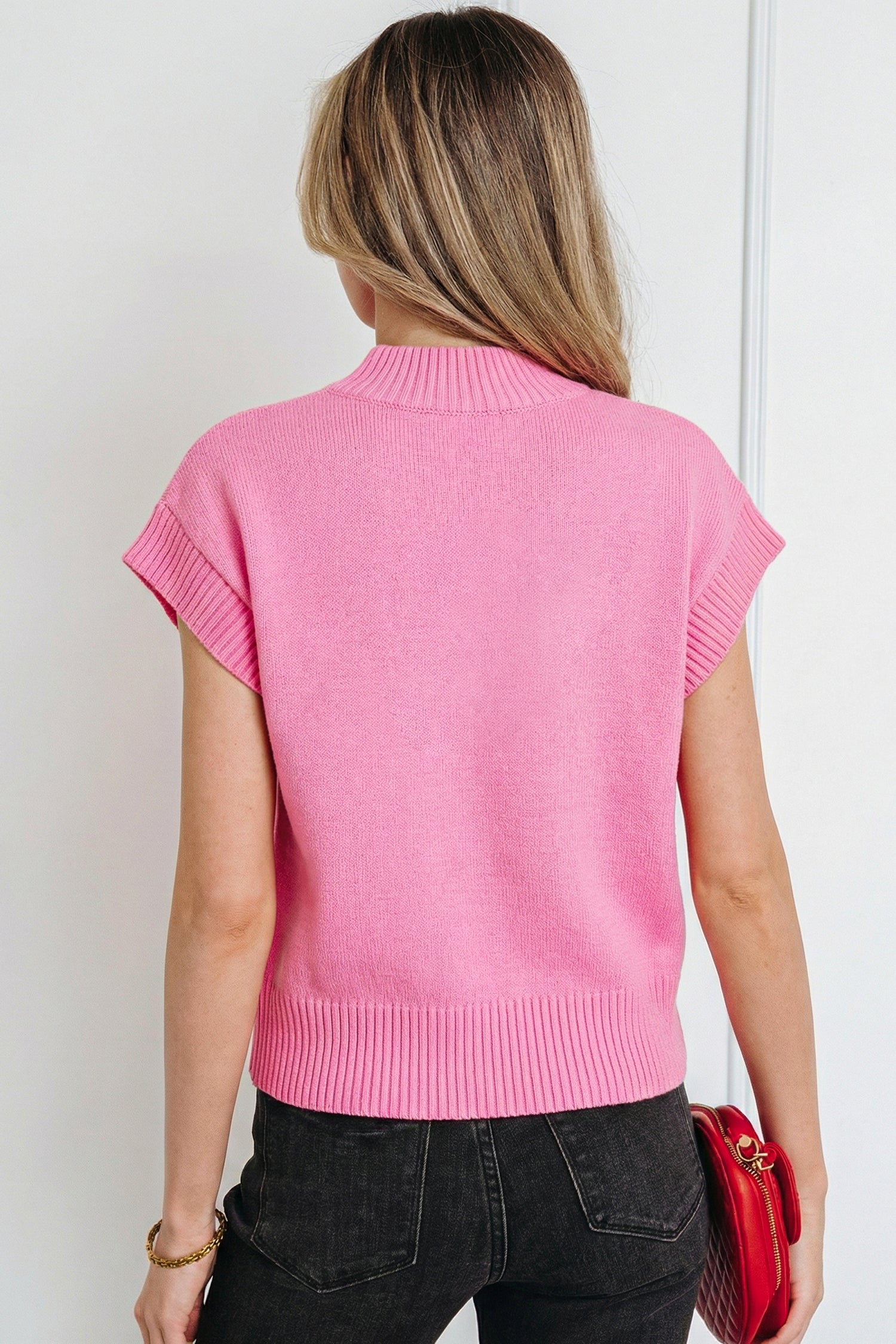 Fiery Red Valentine Heart Graphic Cropped Short Sleeve Sweater - Aaria Tees Aaria Tees