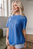 Sky Blue Vintage MOTHERHOOD Letter Graphic T Shirt Aaria Tees