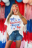 White American Honey Bow Flower Striped Graphic Tee Aaria Tees