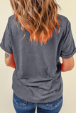 Gray Flag Pattern Sunflower Graphic Crew Neck Tee - Aaria Tees Aaria Tees