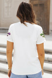 White Mardi Gras Fleur De Lis Sequin Graphic T Shirt - Aaria Tees Aaria Tees