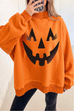 Carrot Oversize Halloween Print Mock Neck Reversible Sweatshirt Aaria Tees