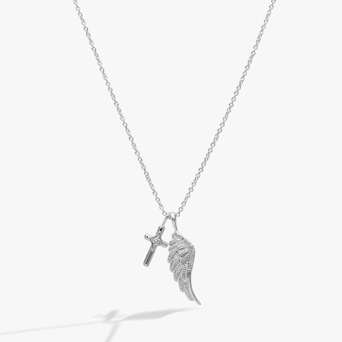 Faith Cross and Angel Wing Charm Necklace - Aaria Tees