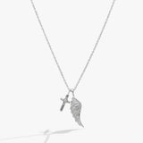 Faith Cross and Angel Wing Charm Necklace - Aaria Tees Aaria Tees