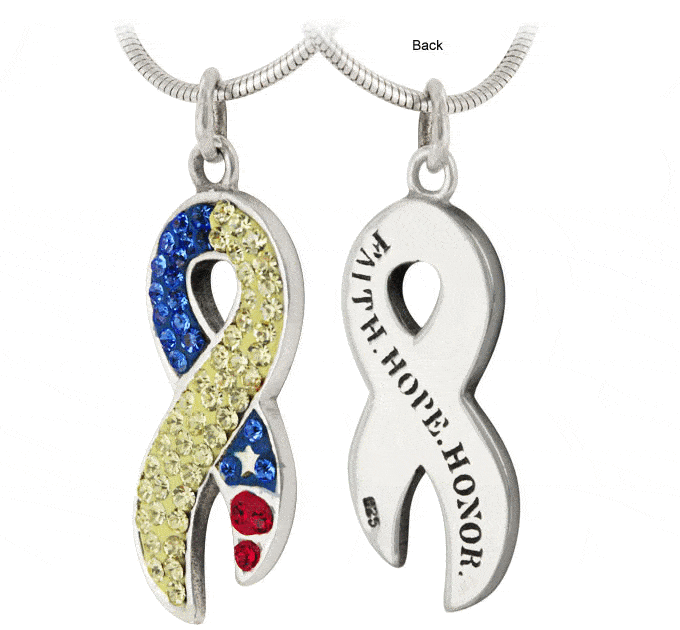 Faith Hope Honor Crystal Ribbon Sterling Necklace - Aaria Tees Aaria Tees
