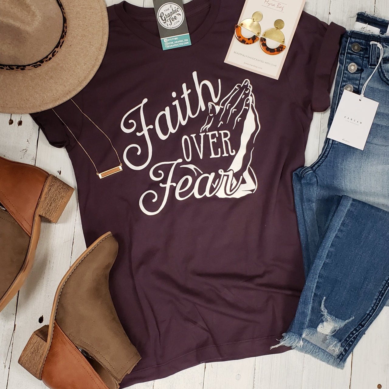 Faith Over Fear Dark Purple Tee - Aaria Tees Aaria Tees