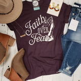 Faith Over Fear Dark Purple Tee - Aaria Tees Aaria Tees