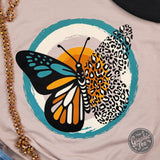 Fall Butterfly Heather Pink Gravel Short Sleeve Tee Aaria Tees