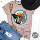 Fall Butterfly Heather Pink Gravel Short Sleeve Tee Aaria Tees