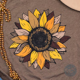 Fall Sunflower Heather Brown Short Sleeve Tee Aaria Tees