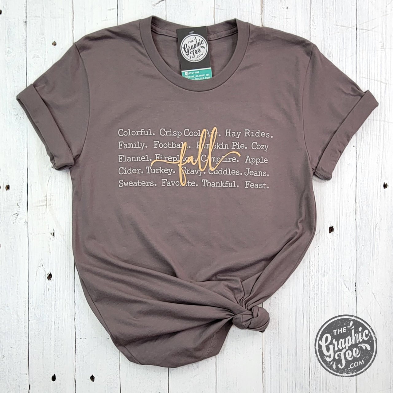 Fall Words Short Sleeve Tee - Aaria Tees Aaria Tees