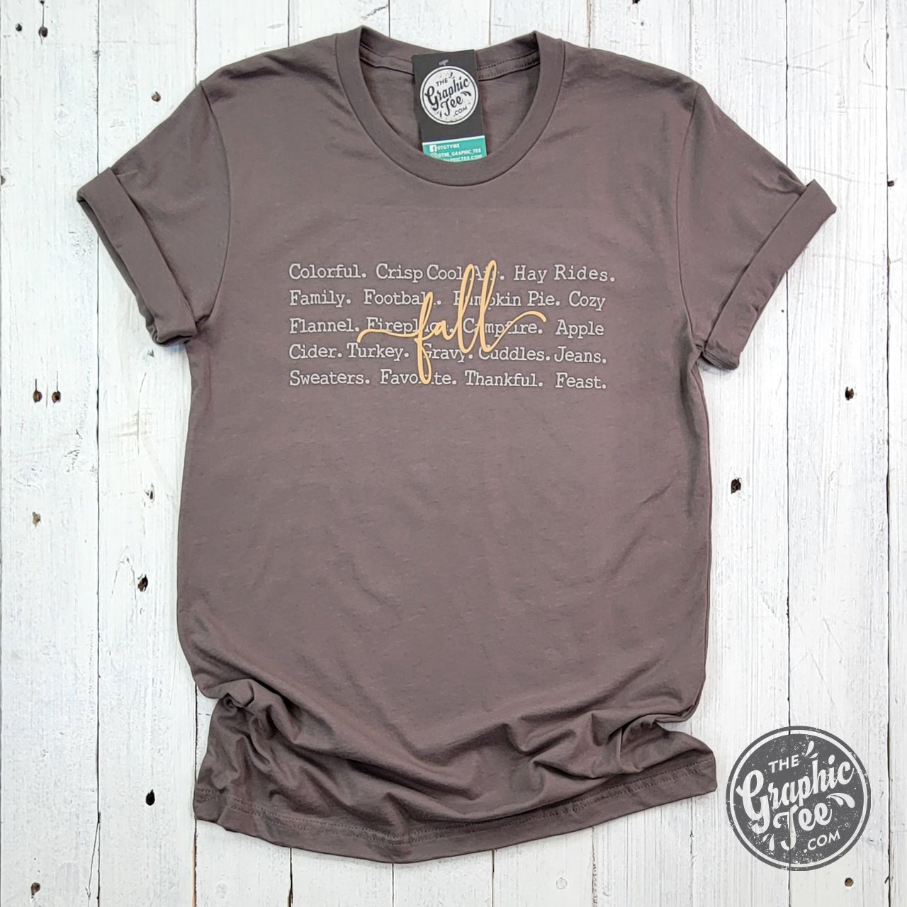 Fall Words Short Sleeve Tee - Aaria Tees Aaria Tees