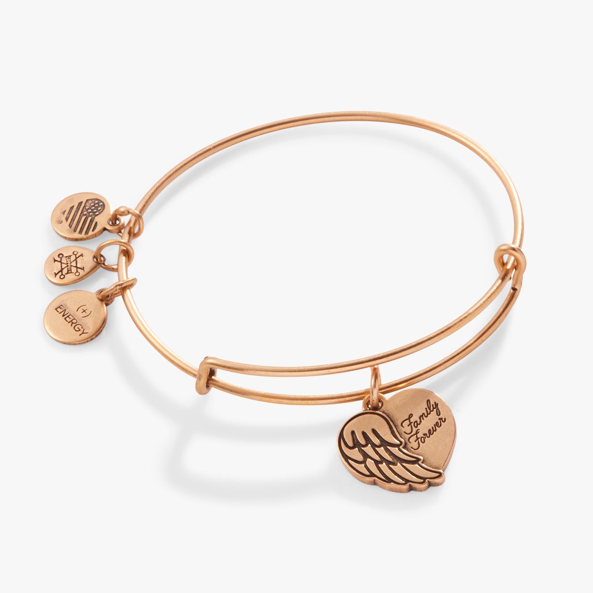 'Family Forever' Angel Wing Heart Charm Bangle - Aaria Tees Aaria Tees