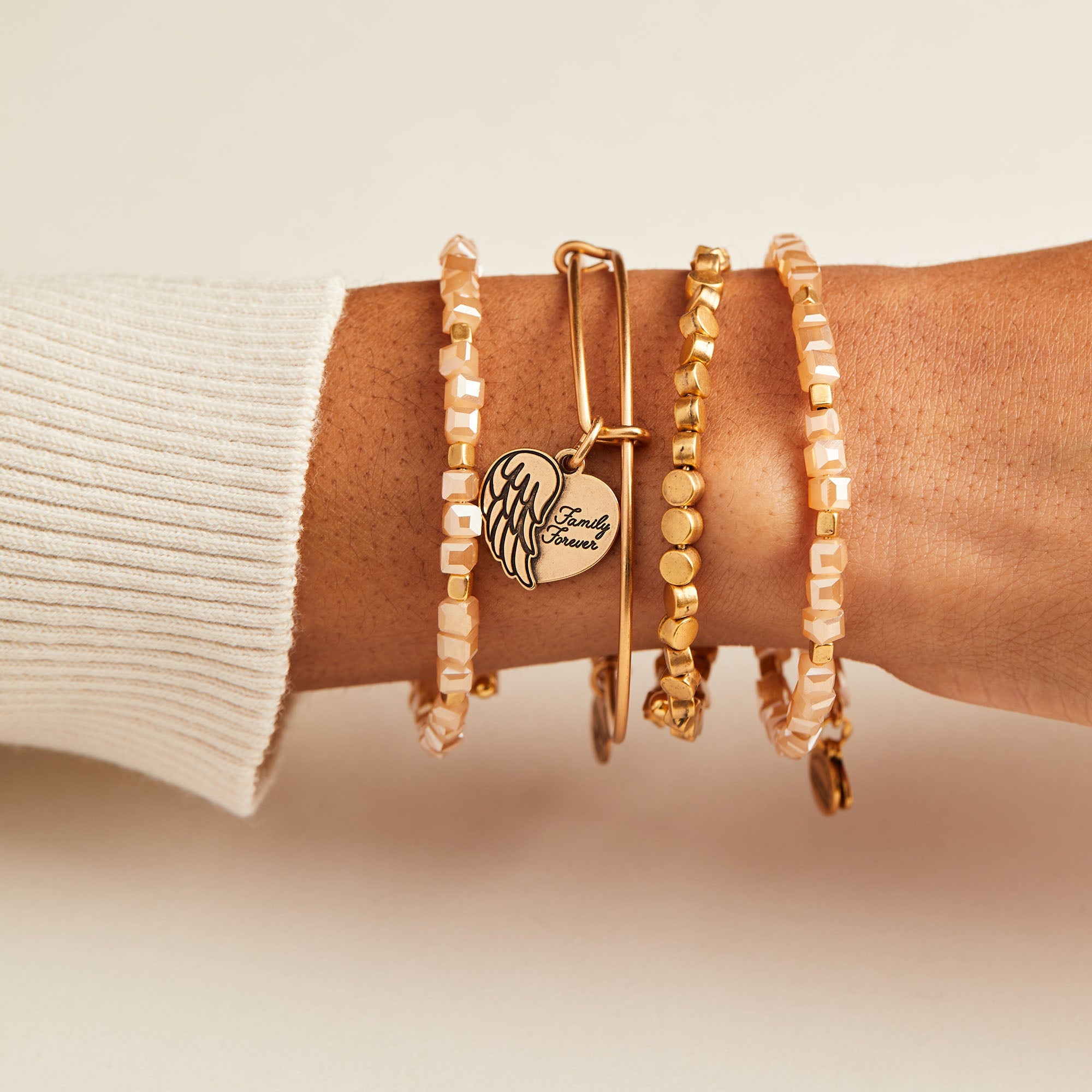 'Family Forever' Angel Wing Heart Charm Bangle - Aaria Tees Aaria Tees