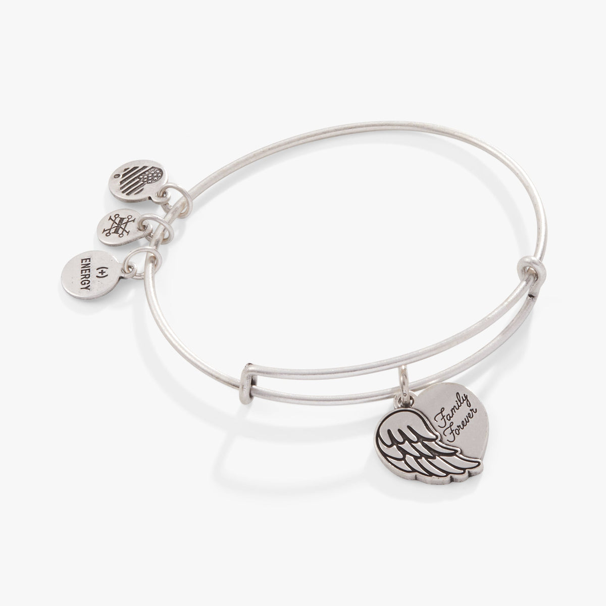'Family Forever' Angel Wing Heart Charm Bangle - Aaria Tees