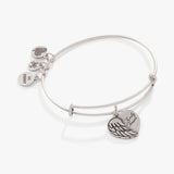 'Family Forever' Angel Wing Heart Charm Bangle - Aaria Tees Aaria Tees