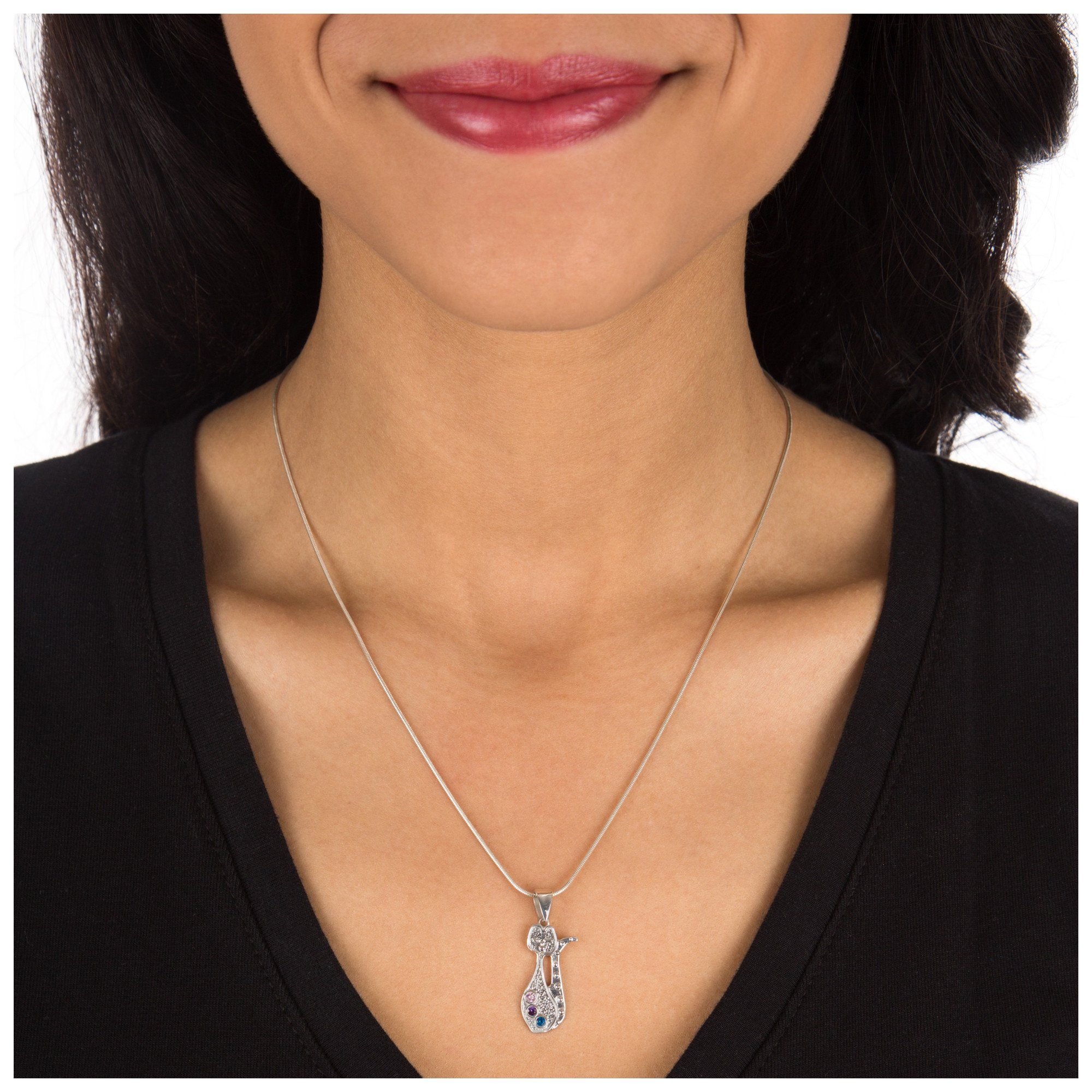 Fancy Cat Sterling Necklace - Aaria Tees Aaria Tees