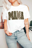 White MAMA Mixed Pattern Lettering T Shirt Aaria Tees