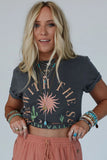 Dark Grey RISE WITH THE SUN Western Fashion Graphic Tee - Aaria Tees Aaria Tees