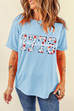 Light Blue America 1776 Floral Print Relaxed T Shirt Aaria Tees