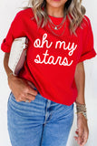 Red Oh My Stars Patriotic Slogan Graphic Tee Aaria Tees