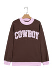 Pink Polka Dot Letter Graphic Colorblock Tunic Sweatshirt Aaria Tees