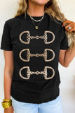 Black Western Horse Bit Printed Relaxed T Shirt - Aaria Tees Aaria Tees