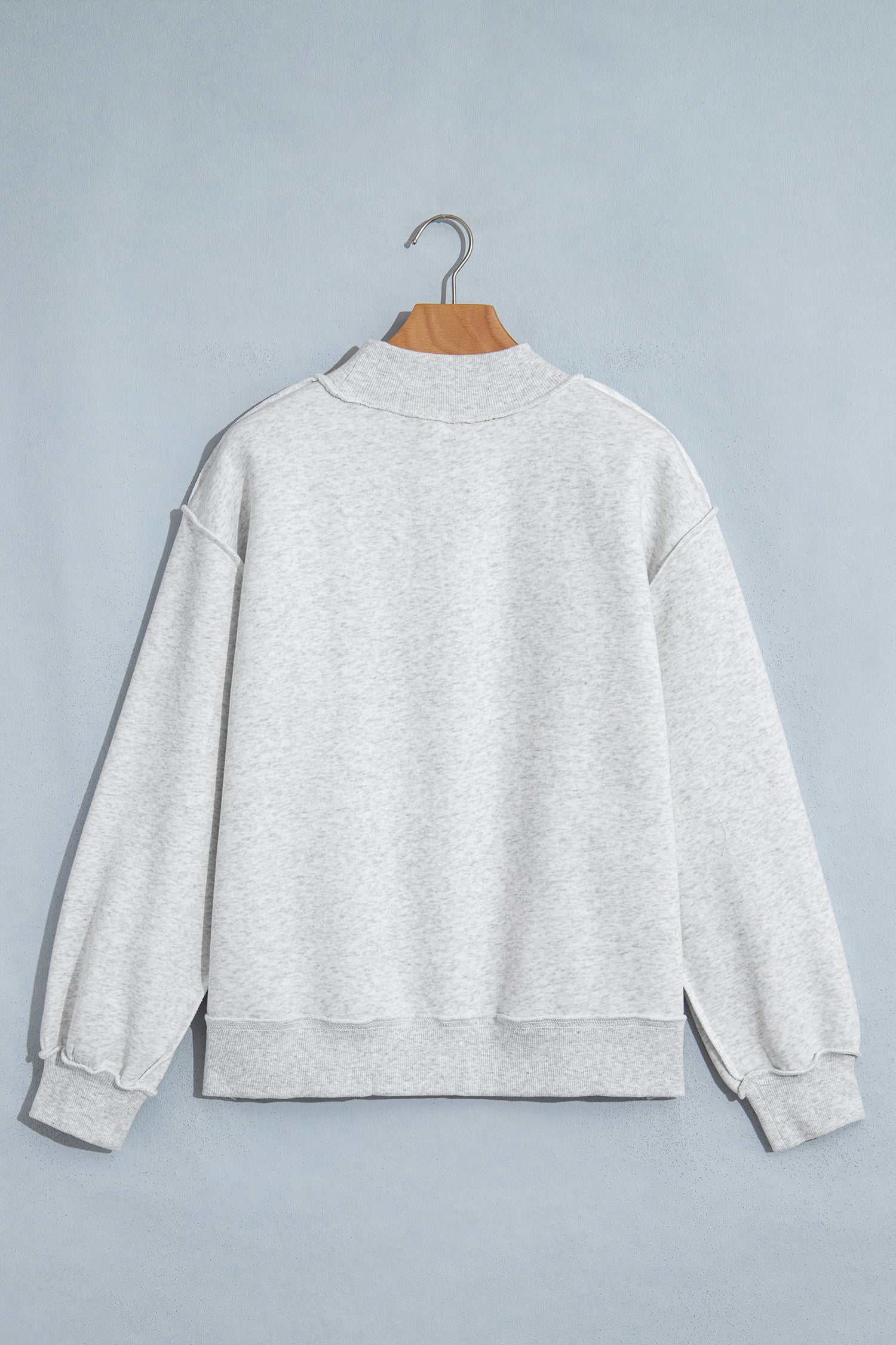 Gray WWJD Mixed Pattern Embroidered Patch Graphic Mock Neck Sweatshirt - Aaria Tees Aaria Tees