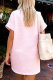 Pink Stripe Patriotic Sequin Bow Mock Neck T Shirt Shift Dress Aaria Tees