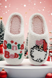 White Plush Santa Baby Christmas Asymmetric House Slippers Aaria Tees