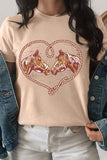 Khaki Rodeo Horse Graphic Western Cowgirl Fashion T Shirt Aaria Tees