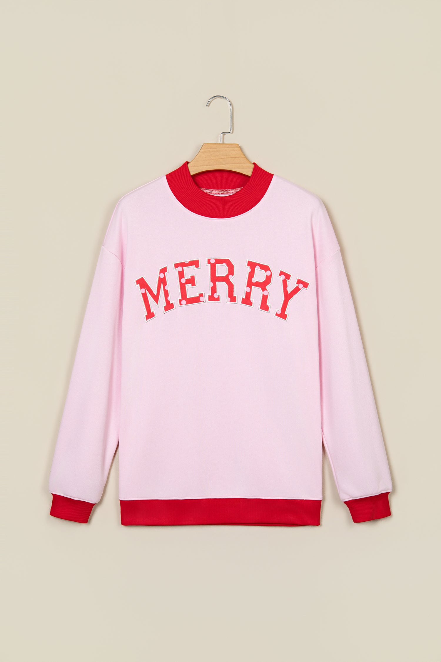 Pink Polka Dot Letter Graphic Colorblock Tunic Sweatshirt - Aaria Tees Aaria Tees