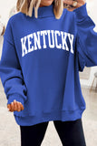 Dark Blue KENTUCKY Leopard KY Letter Print Reversible High Neck Sweatshirt - Aaria Tees Aaria Tees