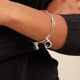February Birthstone Charm Bangle, Amethyst - Aaria Tees Aaria Tees