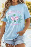 Light Blue PICKLEBALL Queen Relaxed Graphic Tee Aaria Tees