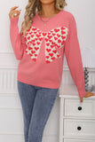 Dusty Pink Heart Bow Graphic Valentine Sweater - Aaria Tees Aaria Tees