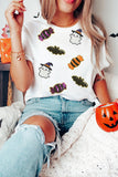 White Sequined Halloween Spirit Pattern Patched Custom Casual Tee Aaria Tees