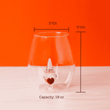 3D Gnome Heart Stemless Wine Glasses Aaria Tees