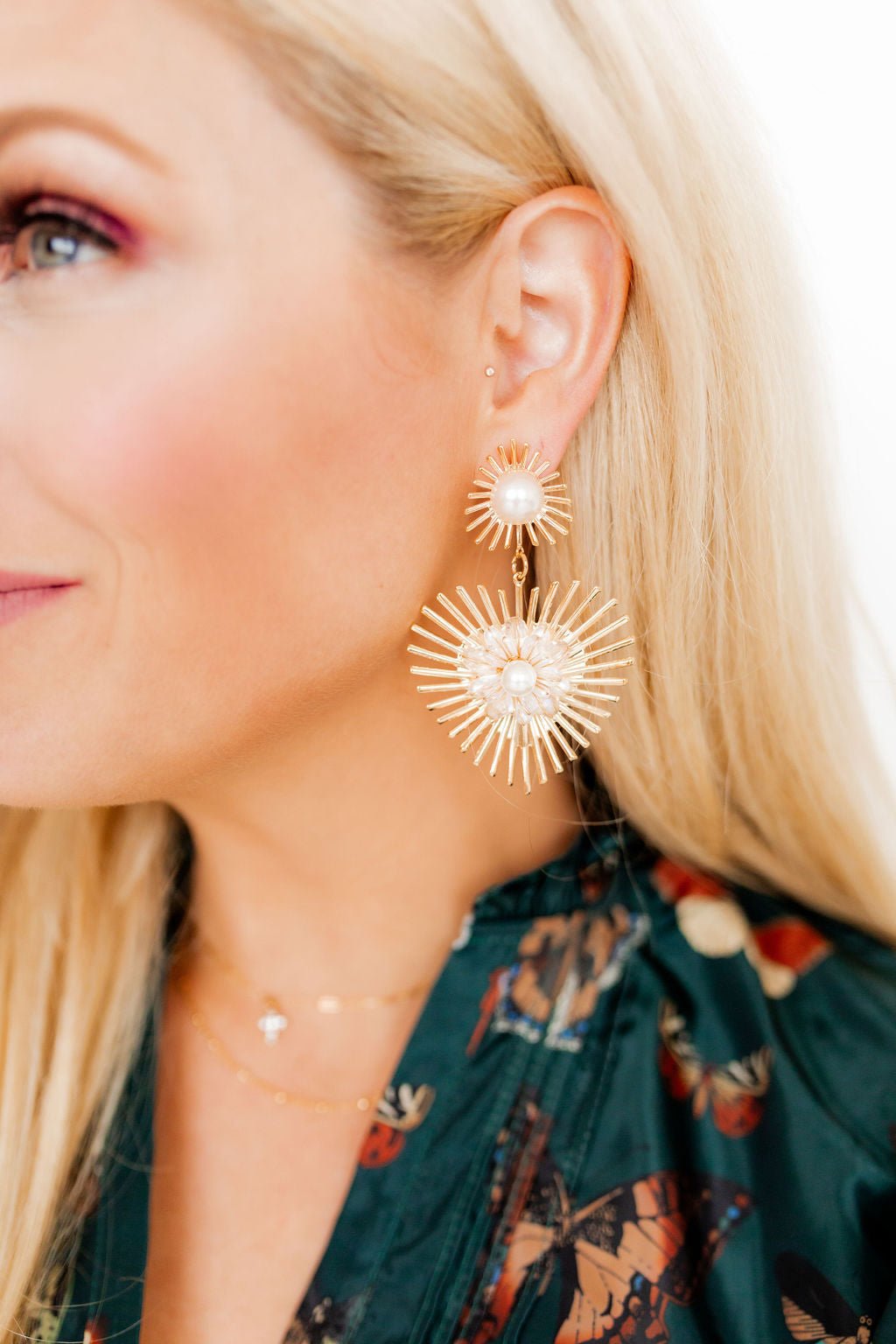 Fiona Statement Earrings - Pearl - Aaria Tees Aaria Tees