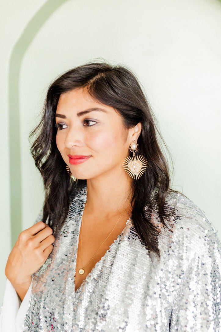 Fiona Statement Earrings - Pearl - Aaria Tees Aaria Tees